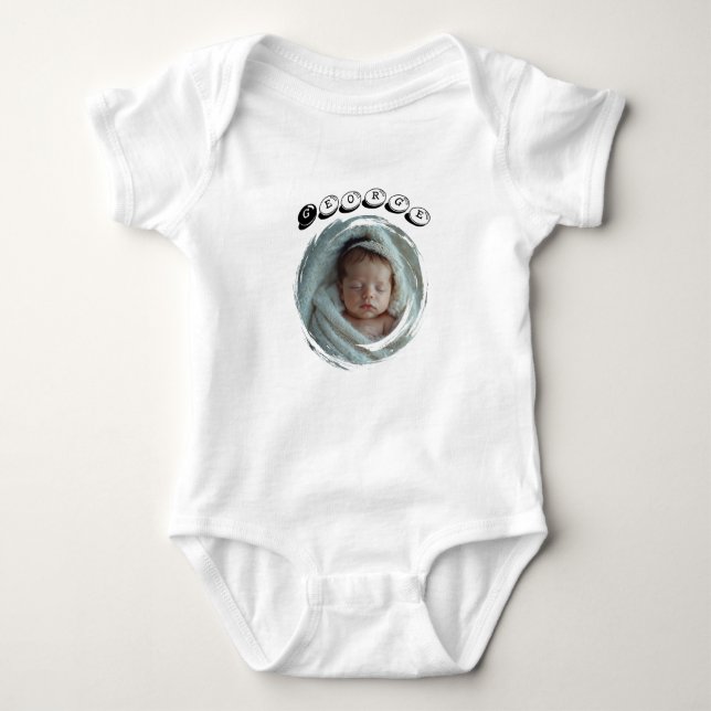 Body Para Bebé Custom First Birthday Photo Design with Baby Name (Anverso)