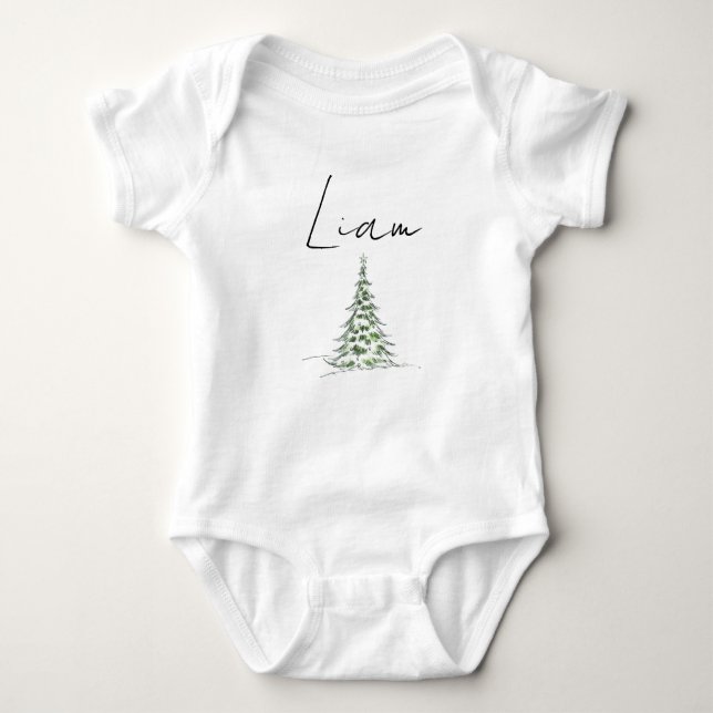 Body Para Bebé Custom Name Christmas Baby Romper First Xmas Liam  (Anverso)