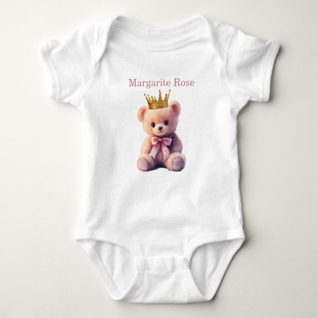 Body Para Bebé Custom Name Princess Teddy Bear (Anverso)