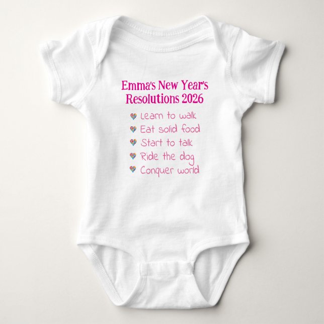 Body Para Bebé Custom New Year's Resolutions, Girl, Funny    (Anverso)