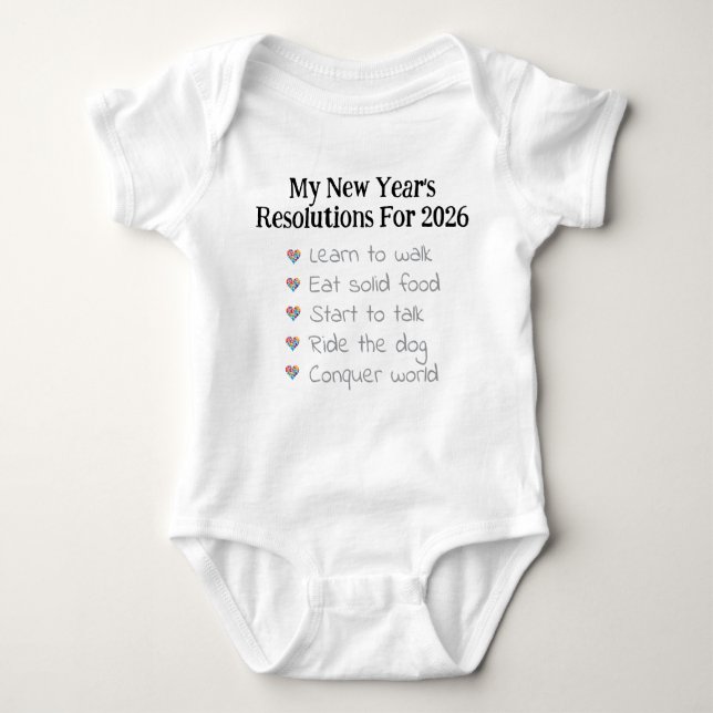 Body Para Bebé Custom New Year's Resolutions, Unisex, Funny    (Anverso)