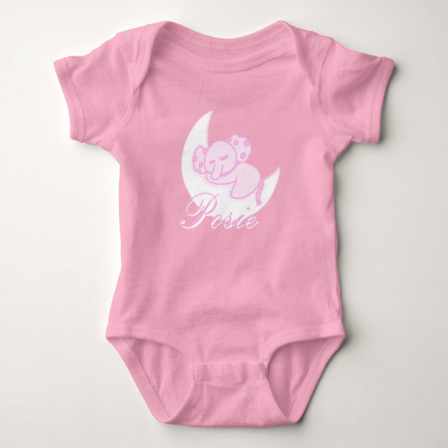 Body Para Bebé Custom Sleeping Elephant Baby Bodysuit (Anverso)