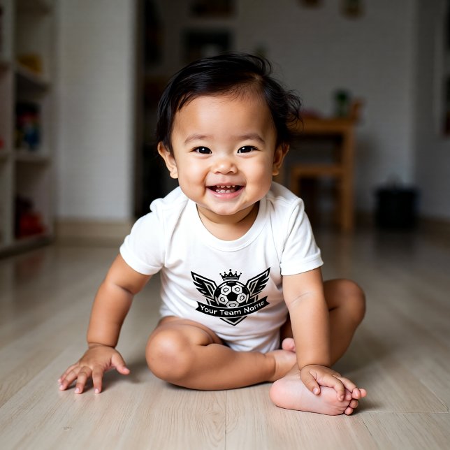 Body Para Bebé Customisable Winged Soccer Ball Logo Baby Team (Subido por el creador)