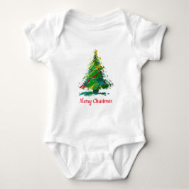 Body Para Bebé Customisable Xmas Tree Oil Painting Shortsleeve