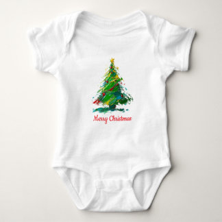 Body Para Bebé Customisable Xmas Tree Oil Painting Shortsleeve