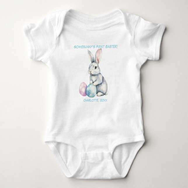 Body Para Bebé Customizable 🐇Egg-citing Bunny Romper (Anverso)