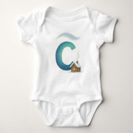 Body Para Bebé Customizable Northern Lights Letter C Winter Cabin