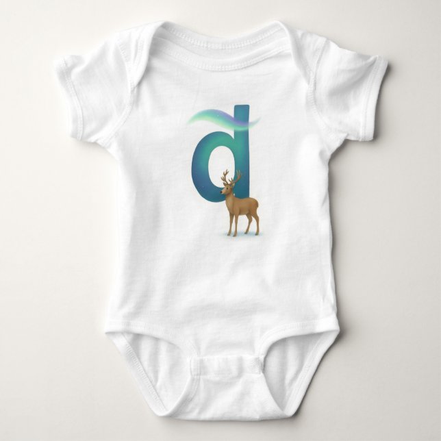 Body Para Bebé Customizable Northern Lights Letter D Deer (Anverso)
