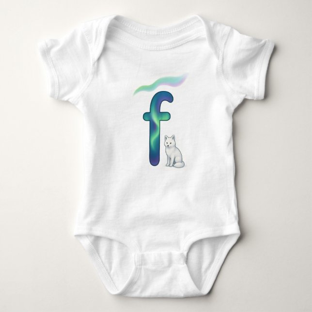 Body Para Bebé Customizable Northern Lights Letter F Arctic Fox (Anverso)