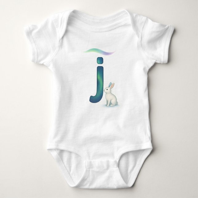 Body Para Bebé Customizable Northern Lights Letter J Jackrabbit (Anverso)
