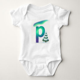 Body Para Bebé Customizable Northern Lights Letter P Winter Pine