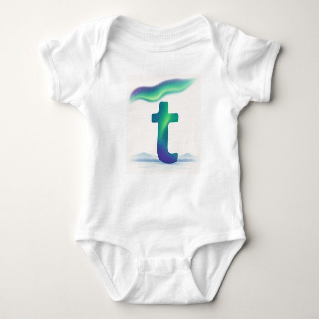 Body Para Bebé Customizable Northern Lights Letter T Tundra (Anverso)