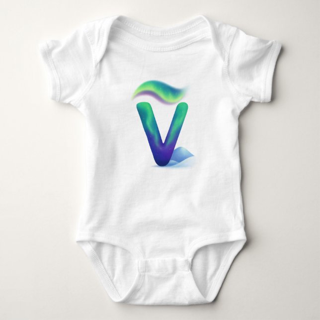 Body Para Bebé Customizable Northern Lights Letter V Valley (Anverso)