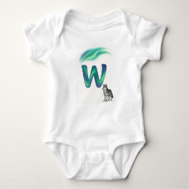Body Para Bebé Customizable Northern Lights Letter W Arctic Wolf