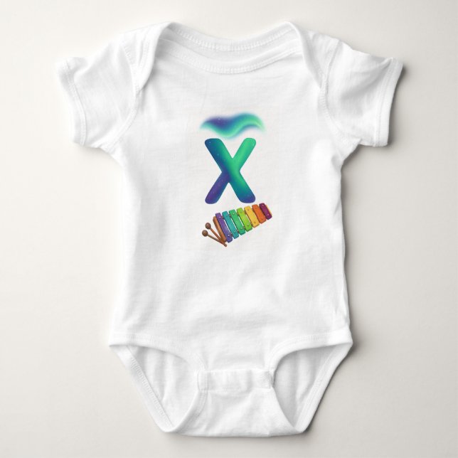 Body Para Bebé Customizable Northern Lights Letter X Xylophone (Anverso)
