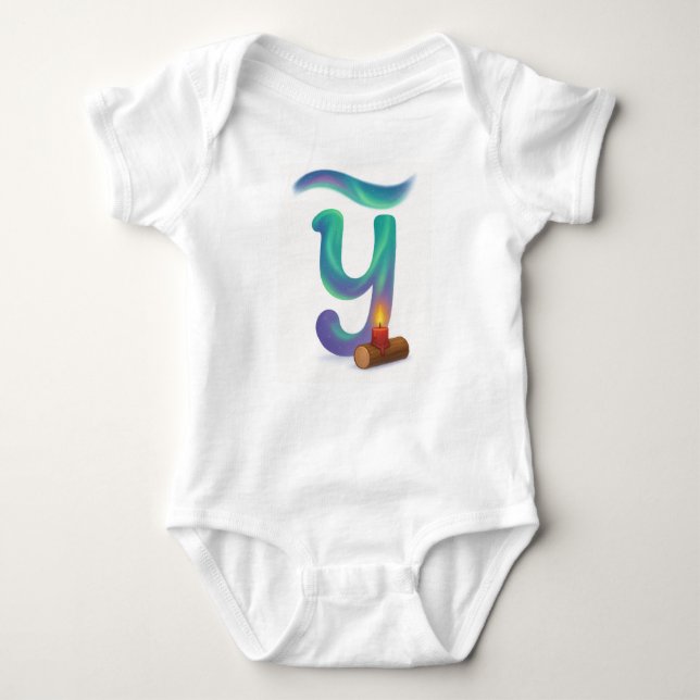 Body Para Bebé Customizable Northern Lights Letter Y Yule Log (Anverso)