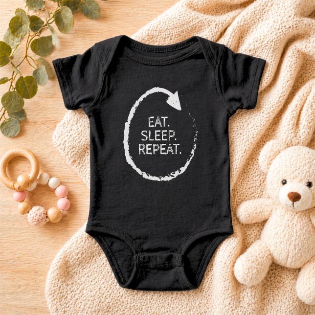 Body Para Bebé Customizable Phrase Eat. Sleep. Repeat. (Subido por el creador)