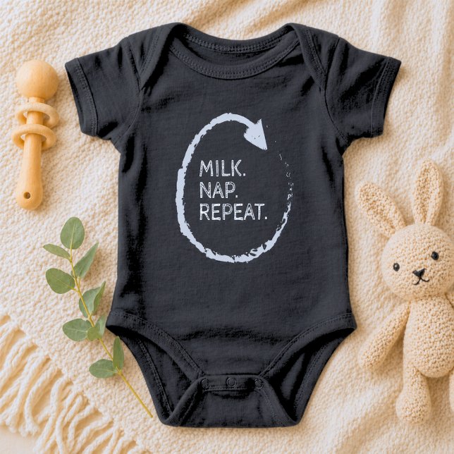 Body Para Bebé Customizable Phrase Milk. Nap. Repeat. (Subido por el creador)