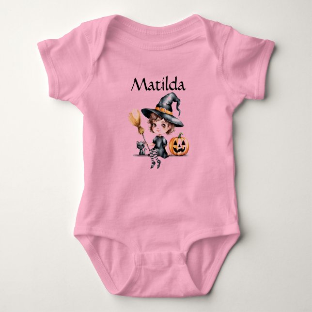 Body Para Bebé Customizable Witch Baby Suit -Halloween  Outfit (Anverso)
