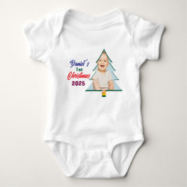 Body Para Bebé Customized Photo Daniel's 1st Christmas Tree 