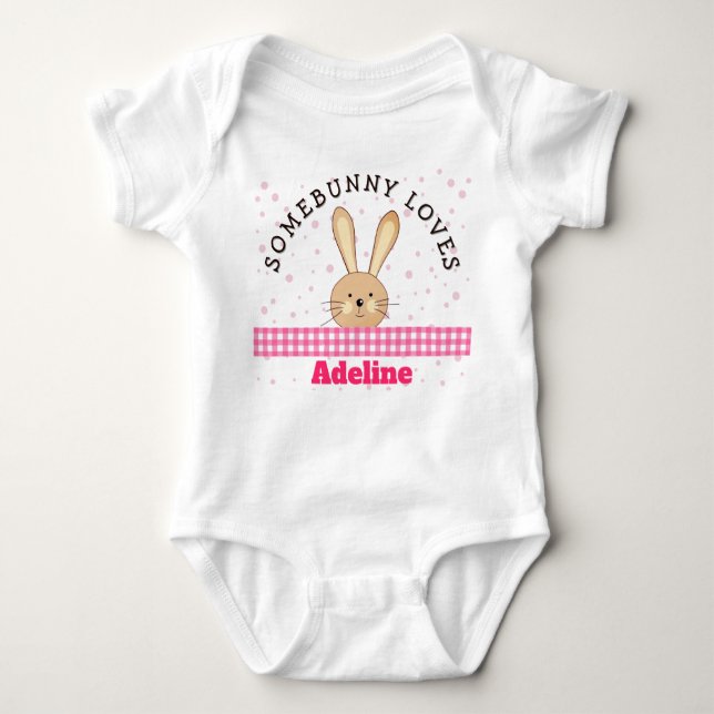 Body Para Bebé Customized Somebunny Loves You Pink Baby Bodysuit (Anverso)