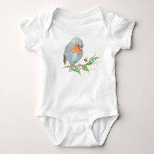 Body Para Bebé Cuta acuarela Inglés Robin Birds & Bee