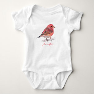 Body Para Bebé Cuta acuarela Pájaro Púrpura Finch