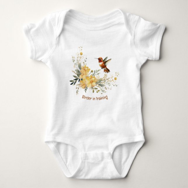Body Para Bebé Cute acuarela Hummingbird Fun Quote Birder (Anverso)
