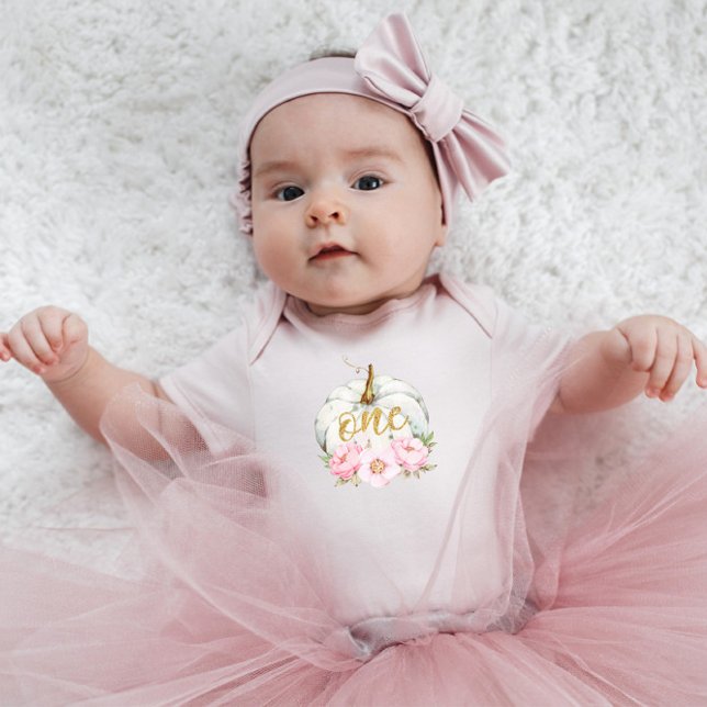 Body Para Bebé Cute acuarela Pequeña Calabaza Floral Primer cumpl (Subido por el creador)
