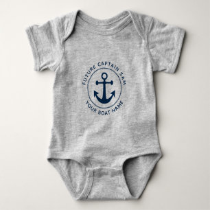 Body Para Bebé Cute Ancla Naval Náutica Cuerda Nombre de Barco Pe