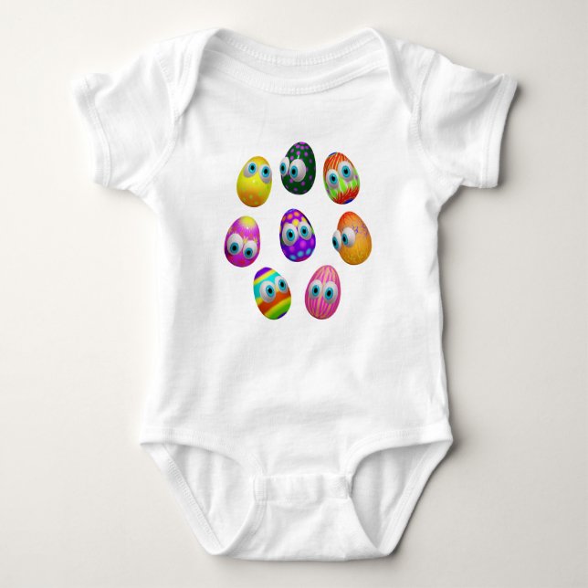 Body Para Bebé Cute and Funny Easter Eggs Cartoon (Anverso)