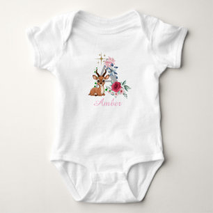 Body Para Bebé Cute Antelope Floral Initial Letter A