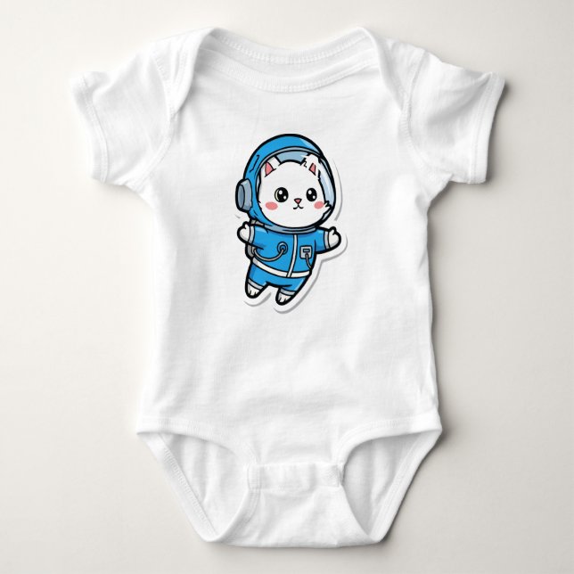 Body Para Bebé Cute Astronaut Cat Custom Photo Baby Bodysuit (Anverso)