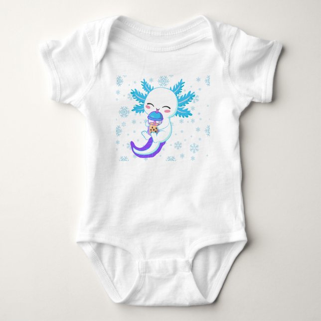 Body Para Bebé Cute Axolotl Bebiendo Boba | Té de Burbujas de Inv (Anverso)