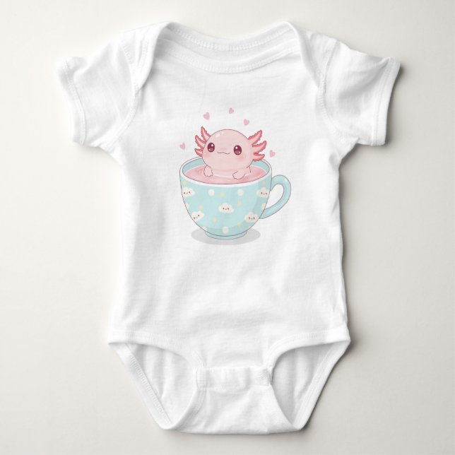 Body Para Bebé Cute axolotl in a cup (Anverso)