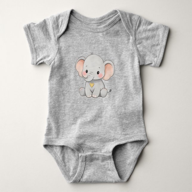 Body Para Bebé Cute Baby Elephant – Toddler Clothing Design (Anverso)