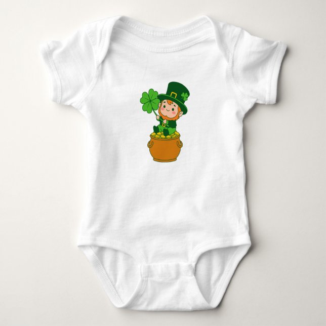 Body Para Bebé Cute Baby Leprechaun Pot Of Gold St. Patricks Day (Anverso)