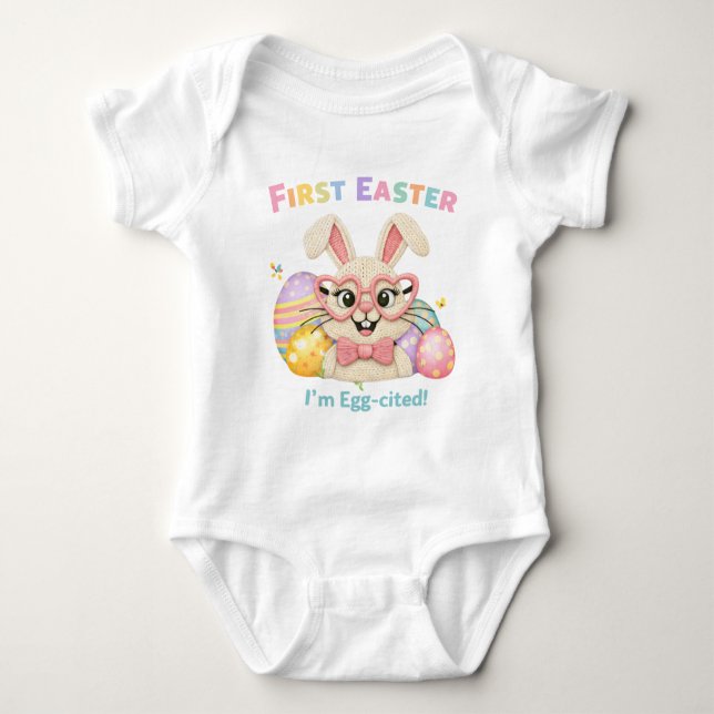Body Para Bebé Cute Baby's First Easter Egg-cited Bunny (Anverso)