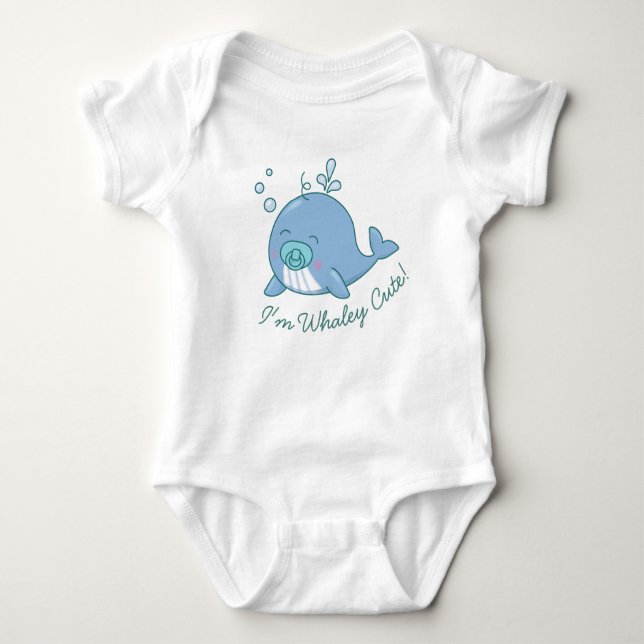 Body Para Bebé Cute Ballena Baby Shower Ballena Cute Niño Azul (Anverso)