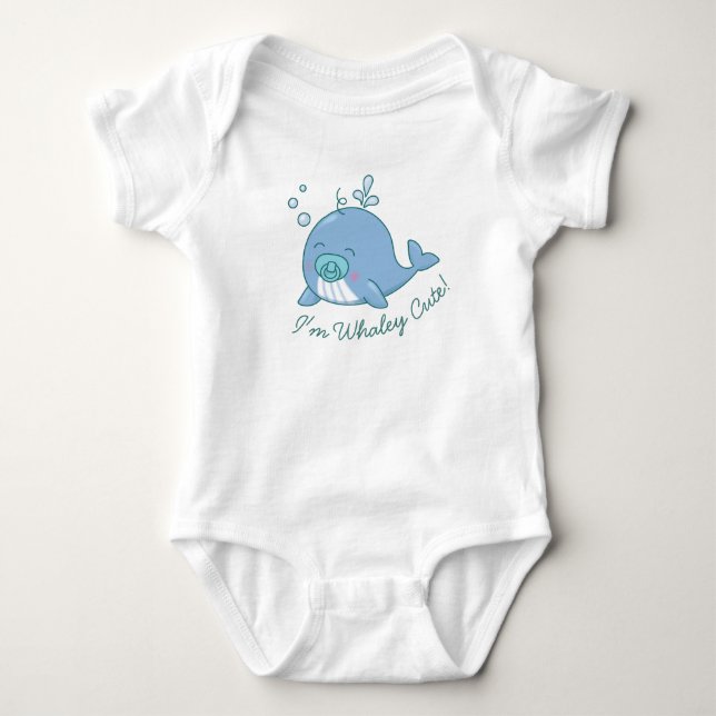 Body Para Bebé Cute Ballena Baby Shower Whaley Cute Niño Azul (Anverso)