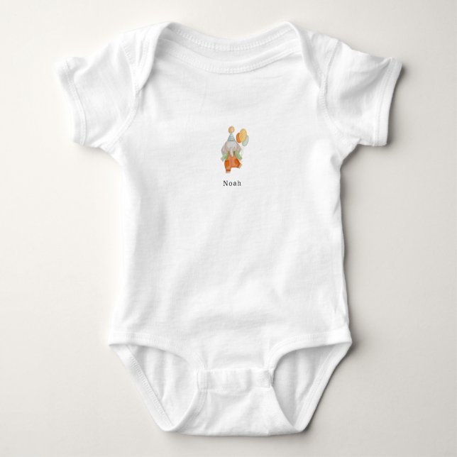 Body Para Bebé Cute Birthday Elephant With Balloons Romper (Anverso)