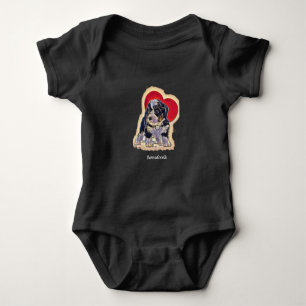 Body Para Bebé Cute Black Tan PopArt Bernedoodle Digital Heart