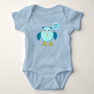 Body Para Bebé Cute Blue Baby Boy Lechuza Personalizado Creeper