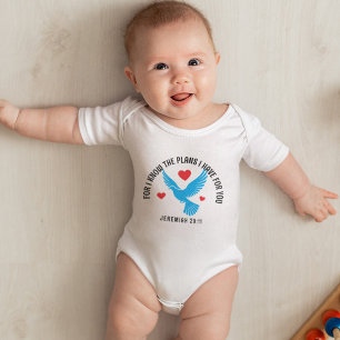 Body Para Bebé Cute Blue Dove Red Hearts Bible Verse Christian