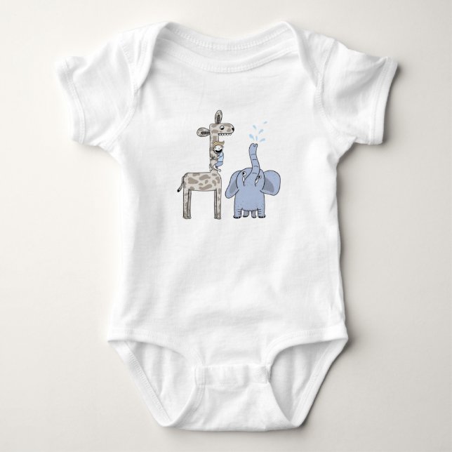 Body Para Bebé Cute Blue Giraffes Baby Bodysuit - Whimsical  (Anverso)