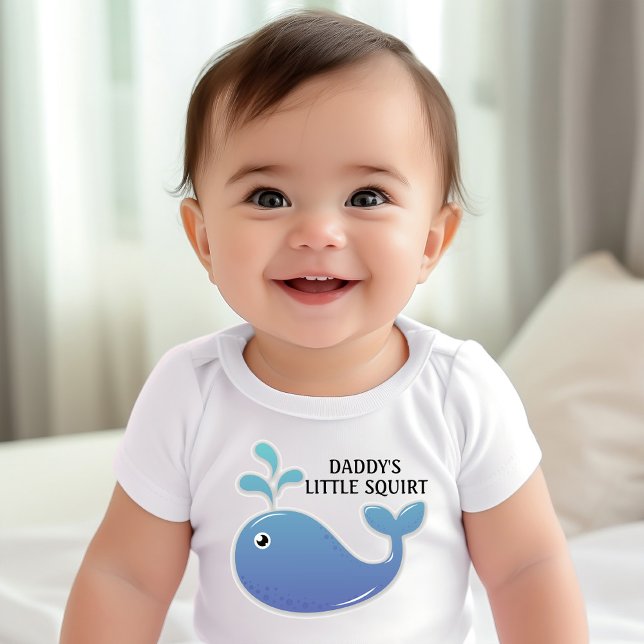 Body Para Bebé Cute Blue Whale Little Squirt (Cute "Daddy's Little Squirt" infant bodysuit)