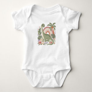 Body Para Bebé Cute Boho Dinosaur Pastel Rainbow Dino Floral