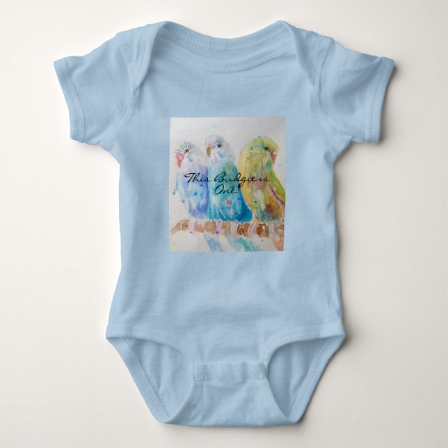 Body Para Bebé Cute Budgie Primer Cumpleaños Pastel Bird Birds (Anverso)