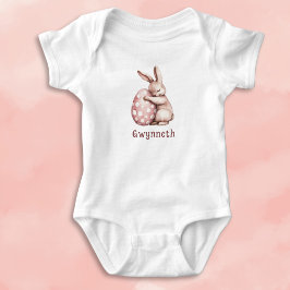 Body Para Bebé Cute Bunny Hugging Polka Dot Egg Monogram