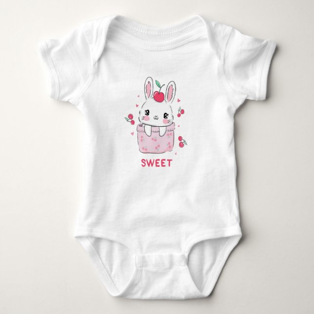 Body Para Bebé Cute Bunny in Pink Cherry Pocket - Sweet Kawaii Il (Anverso)